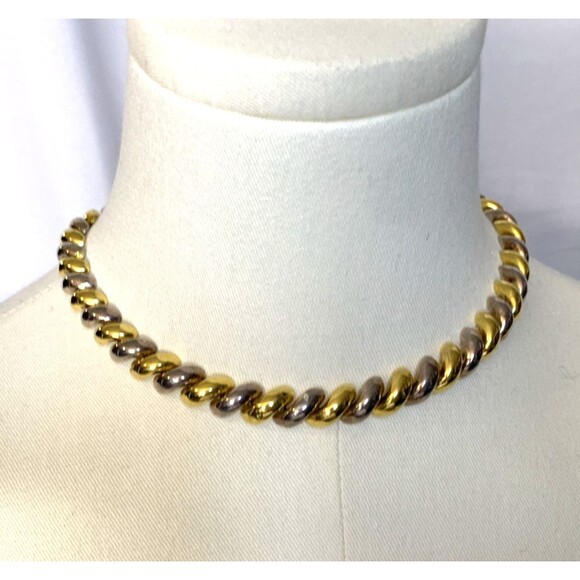 Vintage Italy 925 Sterling Silver Chunky Two-Tone Nugget Link 16” Necklace 49.6g - Picture 8 of 11